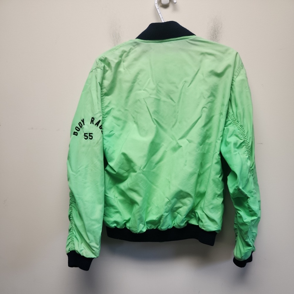 Body Ragz Vintage Neon Green Pastel Windbreaker Size XL 80s Y2K Gathered sleeve - Picture 3 of 9